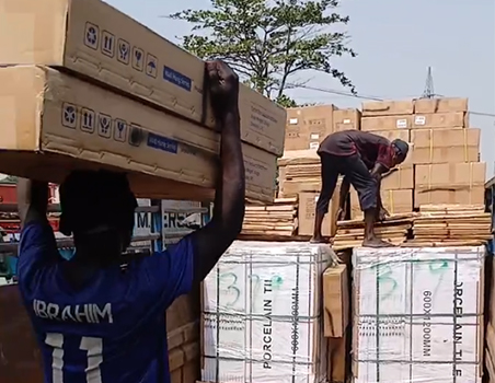 Tran-load items from Container